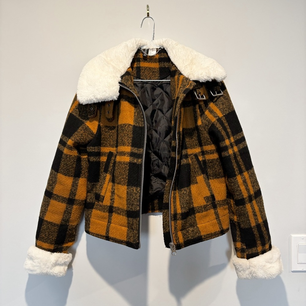 Plaid faux Sherpa bomber jacket - Picture 3 of 16